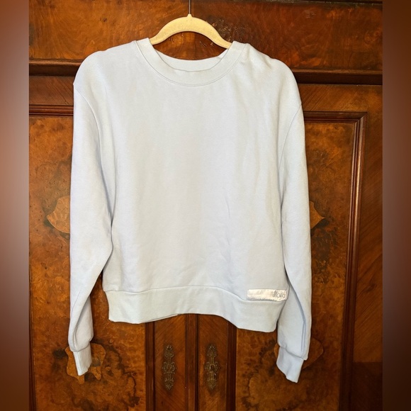NWT Fiorla- Light Blue Crewneck Sweatshirt with Silk Details. Size S - Picture 1 of 6